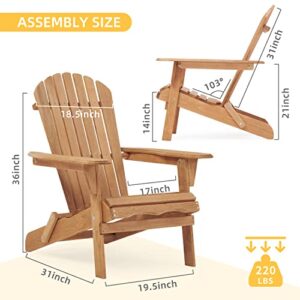 Folding Adirondack Chair Half Pre-Assembled, Outdoor Wood Patio Chair for Garden/Backyard/Firepit/Pool/Beach/Deck