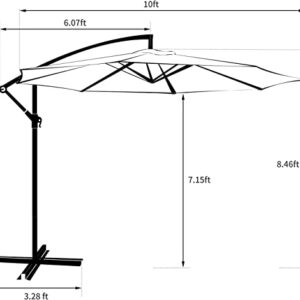 AMERICAN PHOENIX 10FT Offset Hanging Patio Umbrella Cantilever Outdoor Umbrellas with Crank & Cross Base for Garden, Backyard, Pool and Beach (Beige)