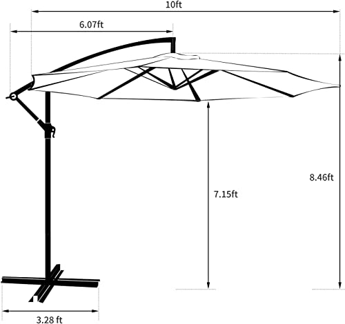 AMERICAN PHOENIX 10FT Offset Hanging Patio Umbrella Cantilever Outdoor Umbrellas with Crank & Cross Base for Garden, Backyard, Pool and Beach (Beige)