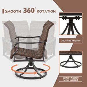 EROMMY Patio Wicker Swivel Chair Set of 2, Heavy Duty Outdoor Dining Chair with 23.5'' High Back, Extra-Large Water-Fall Seat, Rattan Porch Chair Gentle Rocker for Outside, Garden, Backyard, 4 PCS