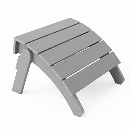 YEFU Adirondack Ottoman, Patio Foot Rest, Adirondack Foot Rest, Folding Adirondack Footstool, Weather Resistant for Adirondack Chair, Widely Used for Outdoor, Porch, Backyard, Garden, Fire Pits-Grey