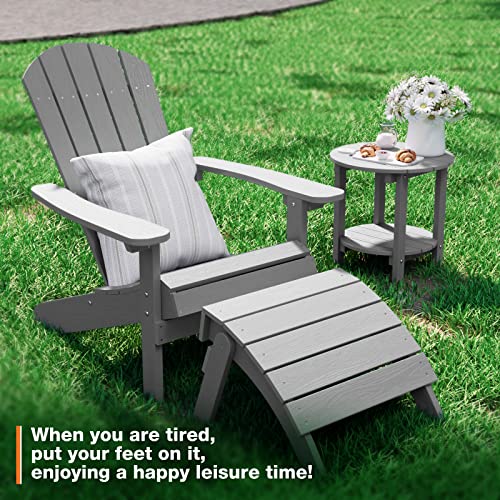 YEFU Adirondack Ottoman, Patio Foot Rest, Adirondack Foot Rest, Folding Adirondack Footstool, Weather Resistant for Adirondack Chair, Widely Used for Outdoor, Porch, Backyard, Garden, Fire Pits-Grey