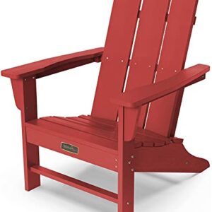 SERWALL Adirondack Chair Hips Outdoor Modern Chair Weather Resistant for Patio Garden- Red