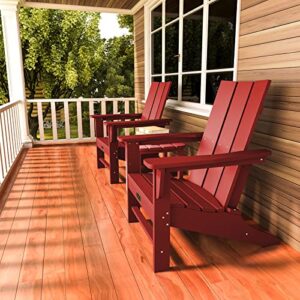 SERWALL Adirondack Chair Hips Outdoor Modern Chair Weather Resistant for Patio Garden- Red