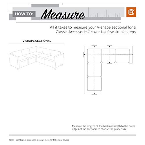 Classic Accessories Terrazzo Water-Resistant 100 Inch Patio V-Shaped Sectional Lounge Set Cover, Patio Furniture Covers