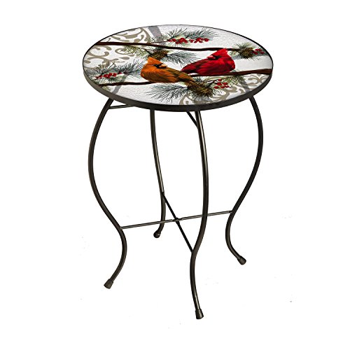 New Creative Evergreen Garden Seasonal Cardinals Glass Table