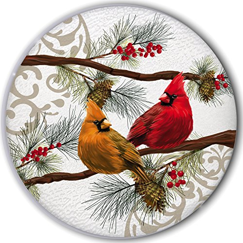 New Creative Evergreen Garden Seasonal Cardinals Glass Table