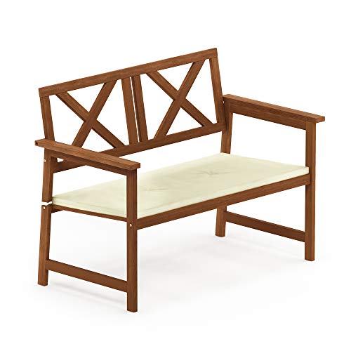 Furinno FG18113C Tioman Hardwood Outdoor Patio Furniture X-Back Bench Bench in Teak Oil, 1, Natural