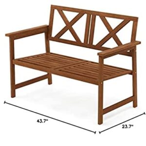 Furinno FG18113C Tioman Hardwood Outdoor Patio Furniture X-Back Bench Bench in Teak Oil, 1, Natural