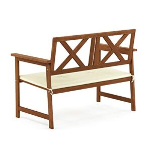 Furinno FG18113C Tioman Hardwood Outdoor Patio Furniture X-Back Bench Bench in Teak Oil, 1, Natural