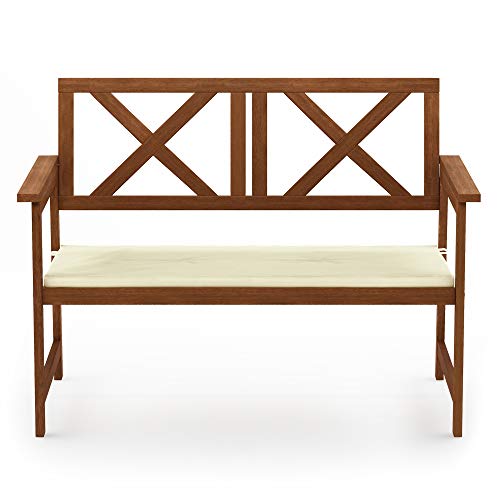 Furinno FG18113C Tioman Hardwood Outdoor Patio Furniture X-Back Bench Bench in Teak Oil, 1, Natural