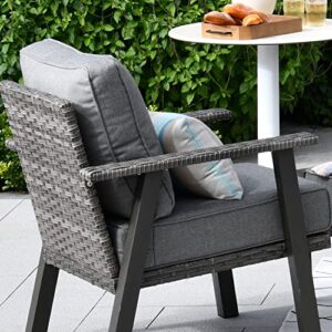 ovios Patio Furniture Set 5 PCS All Weather Outdoor Wicker Rattan Sofa Set with Ottomans High Back Sofa Thick Cushion Garden Backyard Porch (Dark Grey)