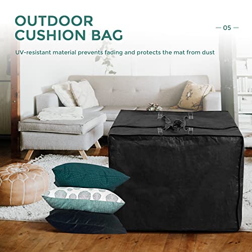 boyspringg Outdoor Cushion Storage Bag, 32''x32''x24'', Patio Cushion Storage Bag 420D Oxford Cloth Waterproof , Cushion Storage Bag for Patio Furniture, Cushion, Pillow etc.（Black）