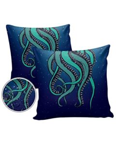 outdoor waterproof throw pillow covers 2 pack square pillowcases underwater octopus tentacles pillow protectors decorative cushion cases for patio,garden,16×16 inch