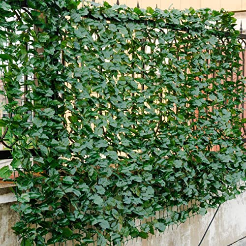 Giantex Artificial Faux Ivy Privacy Fence, 95"x40" Artificial Hedge Faux Ivy Vine Leaf Greenery Wall Screen, Decorative Trellis Fence Covering for Outdoor Porch Garden Patio