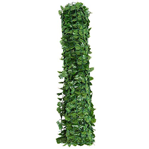 Giantex Artificial Faux Ivy Privacy Fence, 95"x40" Artificial Hedge Faux Ivy Vine Leaf Greenery Wall Screen, Decorative Trellis Fence Covering for Outdoor Porch Garden Patio