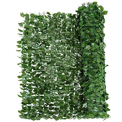 Giantex Artificial Faux Ivy Privacy Fence, 95"x40" Artificial Hedge Faux Ivy Vine Leaf Greenery Wall Screen, Decorative Trellis Fence Covering for Outdoor Porch Garden Patio