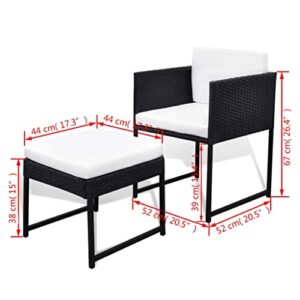 QZZCED 11 Piece Patio Dining Set with Cushions,Outdoor Bar Table,Patio Bar Set,Modern Outdoor Furniture,Dining Bench with Back,Bistro Set,for Patio Deck Garden,Backyard & Lawn,Poly Rattan Black