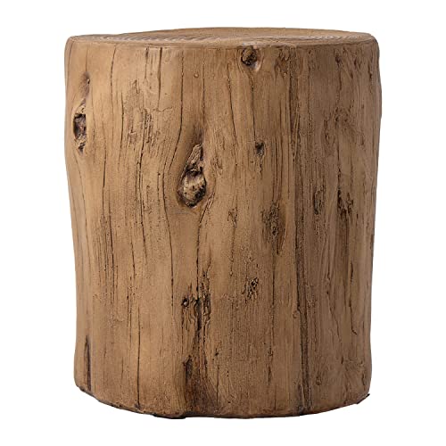 SUNBURY 15" Outdoor Side Table, Concrete Side Table Stump Stool Outdoor Accent Table, Light Brown Garden Stool Side Table for Patio, Outdoor end Table Stump Coffee Table