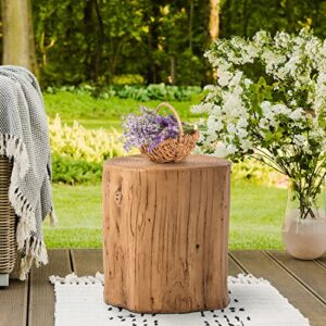 SUNBURY 15" Outdoor Side Table, Concrete Side Table Stump Stool Outdoor Accent Table, Light Brown Garden Stool Side Table for Patio, Outdoor end Table Stump Coffee Table