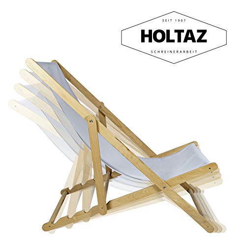 Holtaz Premium deckchair in Beech Wood, Garden and Balcony, Thick slats, Waterproof, Resistant, Load up to 130 kg.