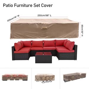 GARVIN Patio Furniture Set Cover, 98 Inch Outdoor Table Covers Waterproof Heavy Duty, Rectangle Outdoor Sectional Cover for Couch,Sofa,Large Loveseat 98W X 78D X 32H inches