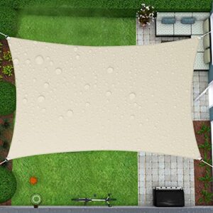 coarbor waterproof sun shade sail rectangle perfect for patio outdoor garden custom beige 16’x 16′