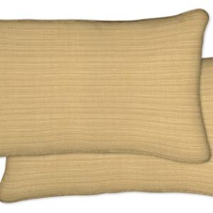 Honeycomb Indoor/Outdoor Sunbrella Dupione Bamboo Lumbar Toss Pillow: Recycled Fiberfill, Weather and Fade Resistant, Comfortable and Stylish Pack of 2 Pillows for Patio Furniture: 21" W x 12" L