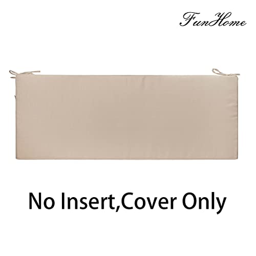 FUNHOME Water-Resistant Outdoor Bench/Settee Cushion Slip Cover,Patio Furniture Cushion Covers,Garden Long Chair Cover ONLY-54x18x3 INCH (Antique Beige)