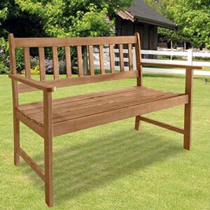 patio wood bench park garden outdoor bench with armrests sturdy acacia wood front porch chair, 705lbs weight capacity, for park yard patio deck balcony lawn decor, natural oiled