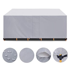 Outdoor Patio Furniture Cover, 420D Heavy Duty Waterproof UV-Resistant Snow Protection Patio Couch Cover for 9-13 Piece Rectangular/Oval Dining Tables, 124" L X 70" W X 27" H
