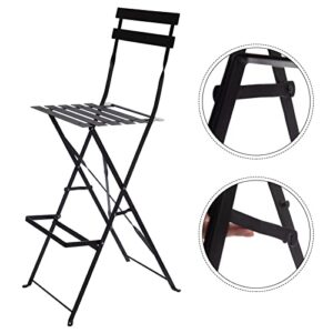 HollyHOME Patio Premium Steel Bistro Chair, Set of 2, 44"(H) Counter Pub Bar Stool, Accent Camp Folding High Chair, Anti-Rust Outdoor&Indoor Garden Furniture for Party, Porch, Black