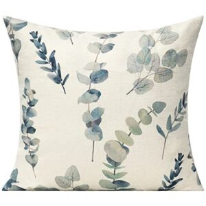 WOKANI Leaf Eucalyptus Throw Pillow Covers Outdoor 20x20 Set of 4 Sage Green Plants Spring Summer Patio Furniture Cushion Cases Decorative Home Decor for Bench Couch Sofa Porch