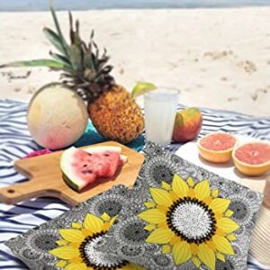 Pack of 2 Outdoor Waterproof Pillow Covers 20x20 inch Mandala and Sunflower Flower Geometry Pattern Throw Pillow Covers Decorative Cushion Covers for Patio Garden Tent