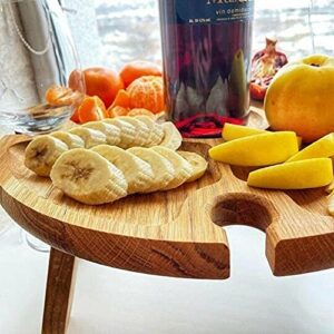 Wooden Outdoor Picnic Table Portable 2-in-1 Picnic Table Outdoor Folding Wine Glass Holder Suitable for Garden Party/Camping/Beach/Outdoor Dinner