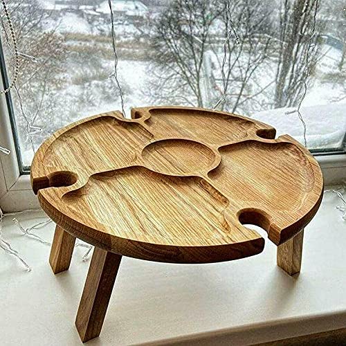 Wooden Outdoor Picnic Table Portable 2-in-1 Picnic Table Outdoor Folding Wine Glass Holder Suitable for Garden Party/Camping/Beach/Outdoor Dinner