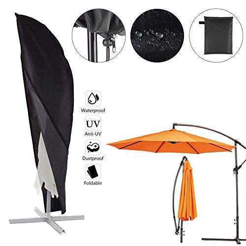 Lpraer Patio Umbrella Cover 210D Oxford Fabric Umbrella Cover Outdoor Waterproof Offset Parasol Cover Banana Style with Zipper for 7ft to 11ft Garden Outdoor Umbrellas, 265cm