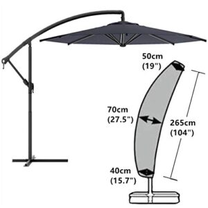 Lpraer Patio Umbrella Cover 210D Oxford Fabric Umbrella Cover Outdoor Waterproof Offset Parasol Cover Banana Style with Zipper for 7ft to 11ft Garden Outdoor Umbrellas, 265cm