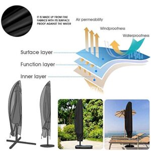 Lpraer Patio Umbrella Cover 210D Oxford Fabric Umbrella Cover Outdoor Waterproof Offset Parasol Cover Banana Style with Zipper for 7ft to 11ft Garden Outdoor Umbrellas, 265cm