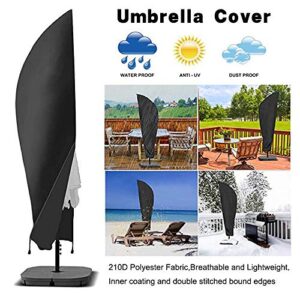 Lpraer Patio Umbrella Cover 210D Oxford Fabric Umbrella Cover Outdoor Waterproof Offset Parasol Cover Banana Style with Zipper for 7ft to 11ft Garden Outdoor Umbrellas, 265cm