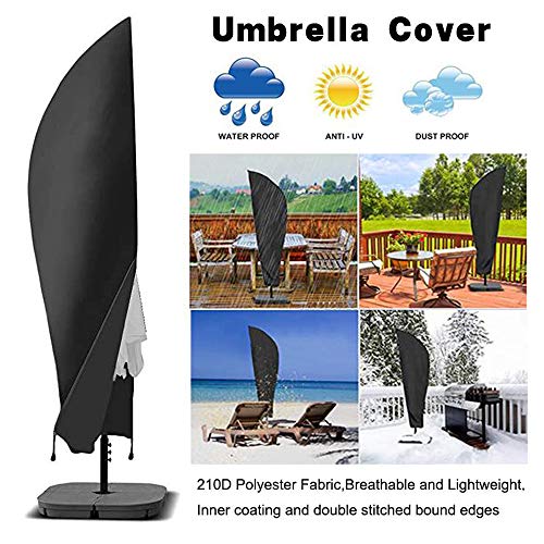 Lpraer Patio Umbrella Cover 210D Oxford Fabric Umbrella Cover Outdoor Waterproof Offset Parasol Cover Banana Style with Zipper for 7ft to 11ft Garden Outdoor Umbrellas, 265cm