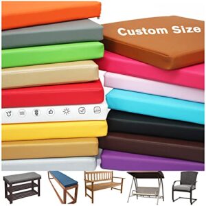 custom size bench cushion and patio furniture cushions, seat cushions kitchen settee pad, rainproof seat cushion with non-slip bottom and removable leather cover (custom size, dark red)