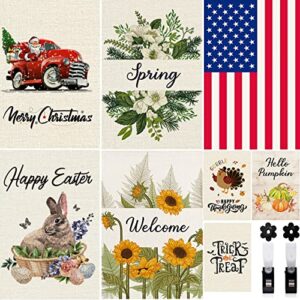 garden flags for all seasons 8 pack double sided garden flag for outdoor decor 12 x 18 inch american flag garden flag easter garden flag spring garden flag
