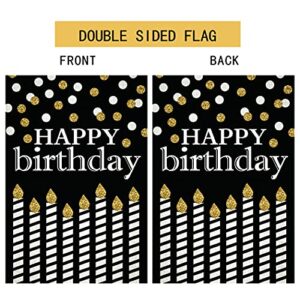 chengxun Happy Birthday Garden Flag 12.5×18 Inch Double Sided Burlap Flag Outdoor Lawn and Yard Home Decorations Birthday Party Sign Flag