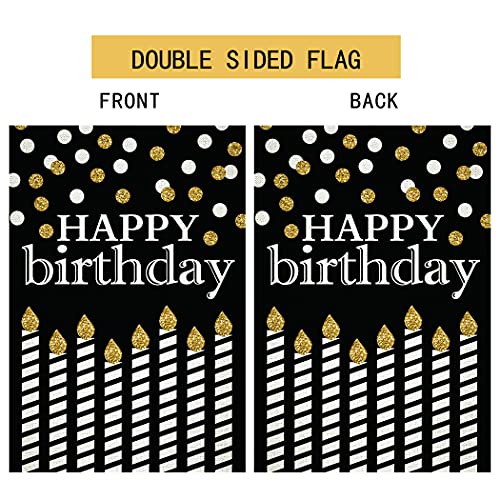 chengxun Happy Birthday Garden Flag 12.5×18 Inch Double Sided Burlap Flag Outdoor Lawn and Yard Home Decorations Birthday Party Sign Flag