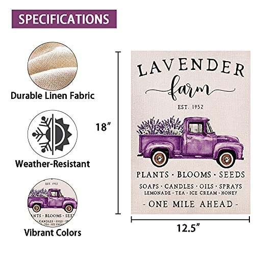 Welcome Lavender Truck Garden Flag Vertical Double Sized, Seasonal Summer Holiday Yard Outdoor Decoration 12.5 x 18 Inch