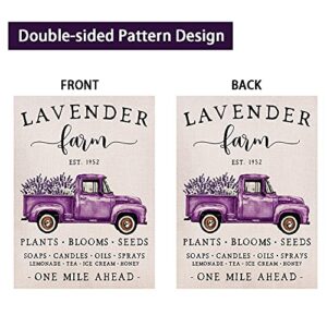 Welcome Lavender Truck Garden Flag Vertical Double Sized, Seasonal Summer Holiday Yard Outdoor Decoration 12.5 x 18 Inch