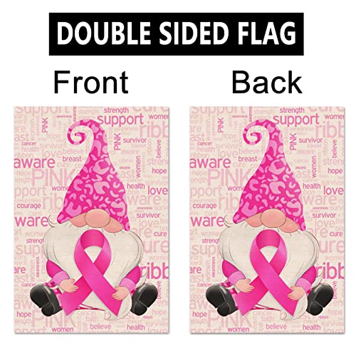 Vohado Breast Cancer Awareness Garden Flag Faith Love Hope Pink Ribbon Decoration Double Sized Yard Outdoor Decor