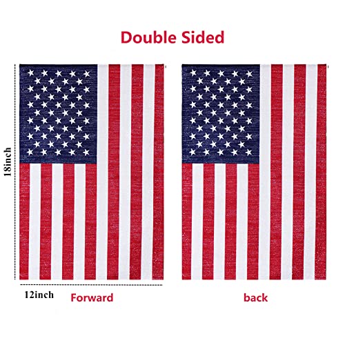 Flagolden American USA Garden Flag 12x18 Inch Made in USA - Double Sided Silver Silk Fabric Banner Patriotic Decor Yard Flags for All Seasons-Small US Flag for Outdoor or Indoor Lawn Patio