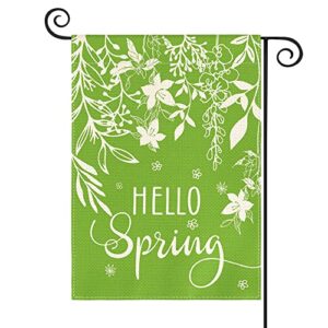 avoin colorlife hello spring floral garden flag 12×18 inch double sided outside, green seasonal yard outdoor flag